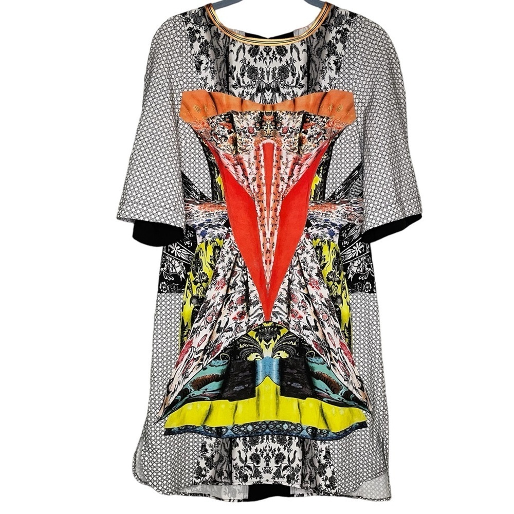 Clover canyon dress short sleeve abstract geometric pattern womens small revolve